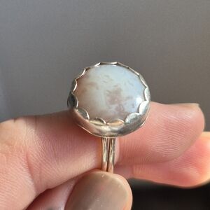 Handmade Pink Agate and Sterling Silver Ring Size 7